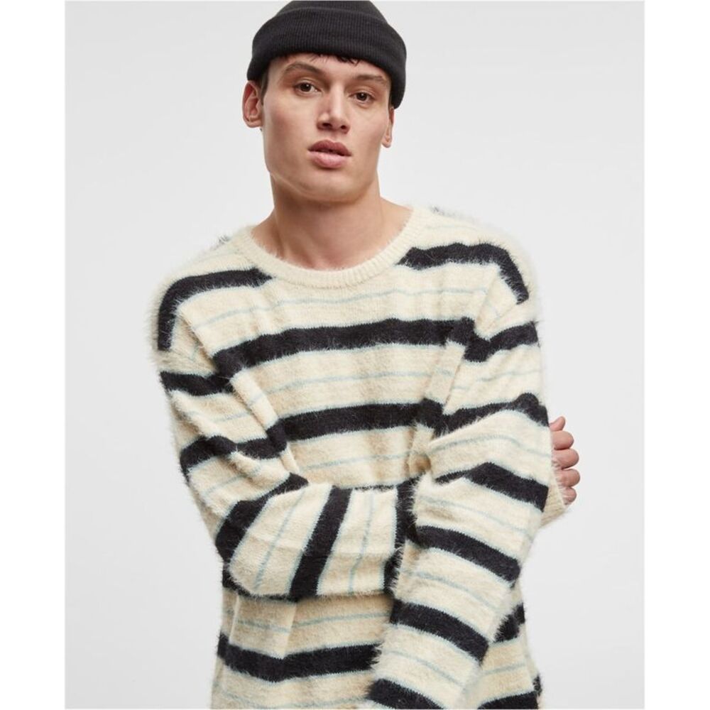 Mode Of One Mens Eyelash Stripe Pullover Sweater, NWT